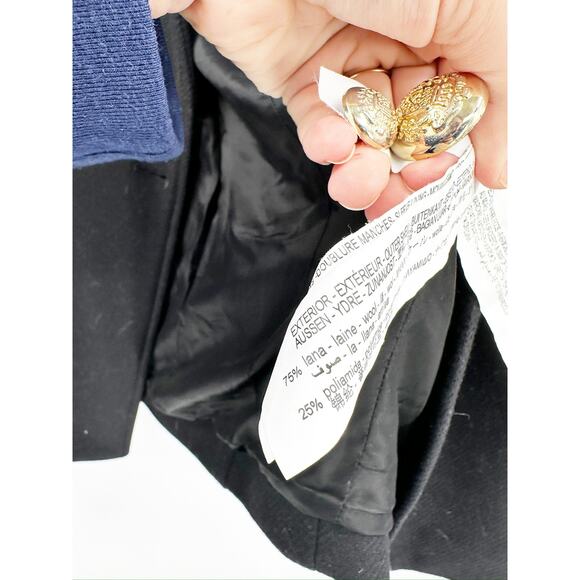 Zara Manteco Wool Double Breasted Coat in Black Gold Size L - Picture 5 of 6